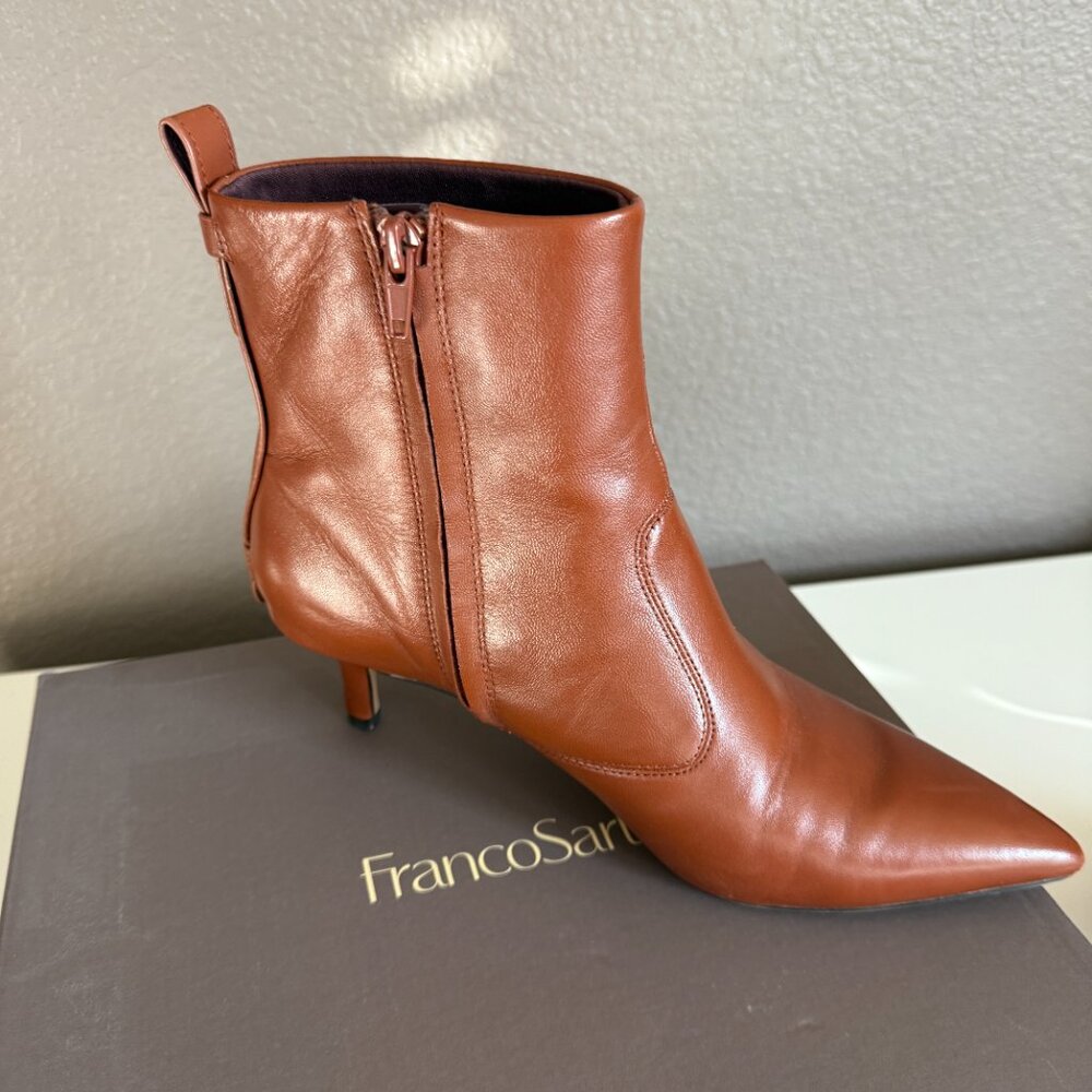 Franco Sarto Womens Brown Leather Booties - Picture 8 of 12